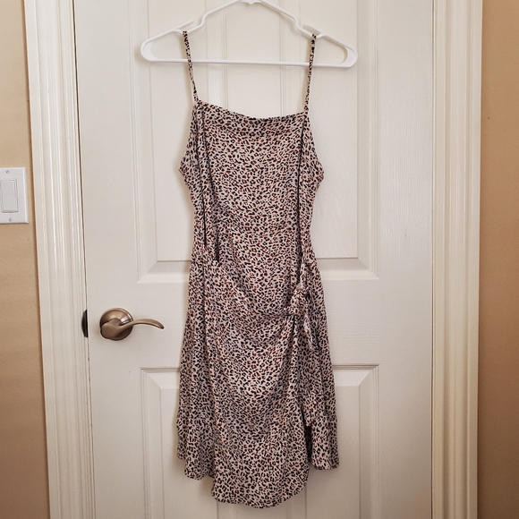 NWOT Abercrombie & Fitch | Wrap Leopard Print Tie Waist Mini Dress - Picture 5 of 11